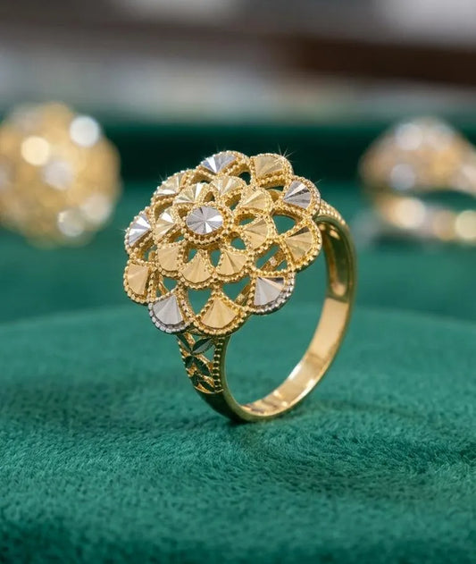 Royal Floral Gold-Plated Statement Ring