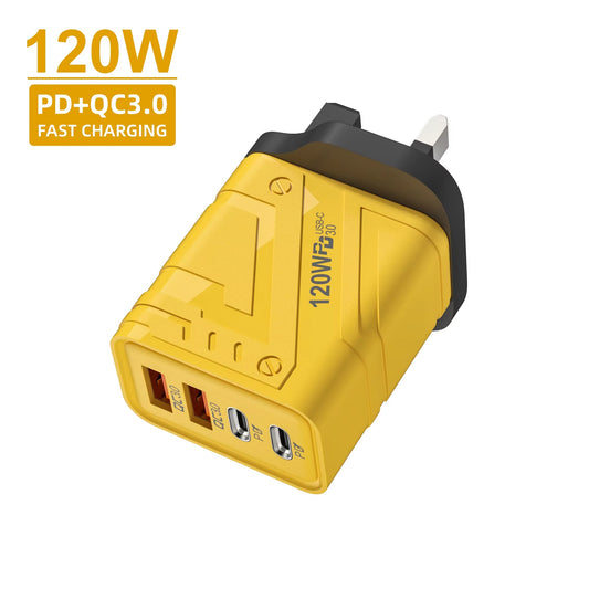 120W Fast Power Adapter Wall Charger | 4-Port 4-in-1 Quick USB Charger