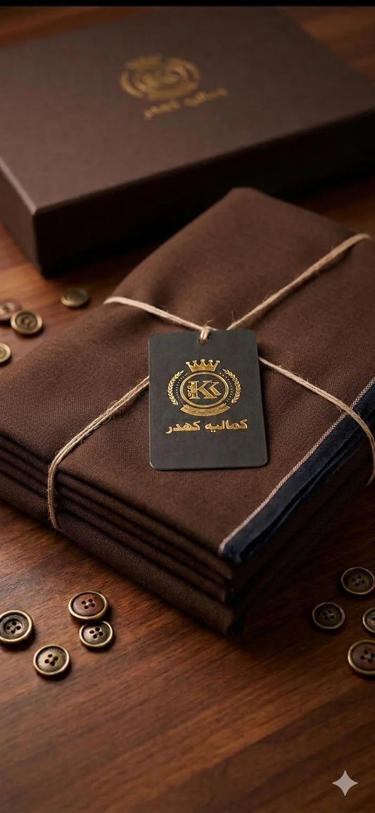 Royal Chocolate Brown Stitched Kamalia Khaddar Suit
