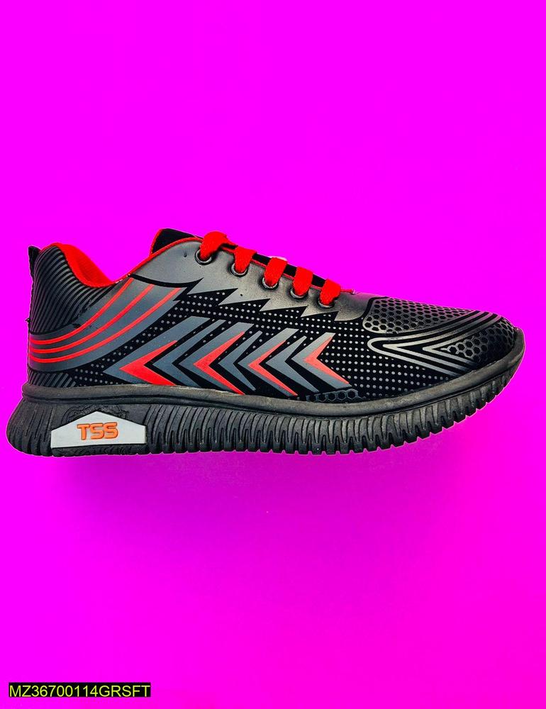 Men's Comfortable Black & Red Casual Sports Sneakers