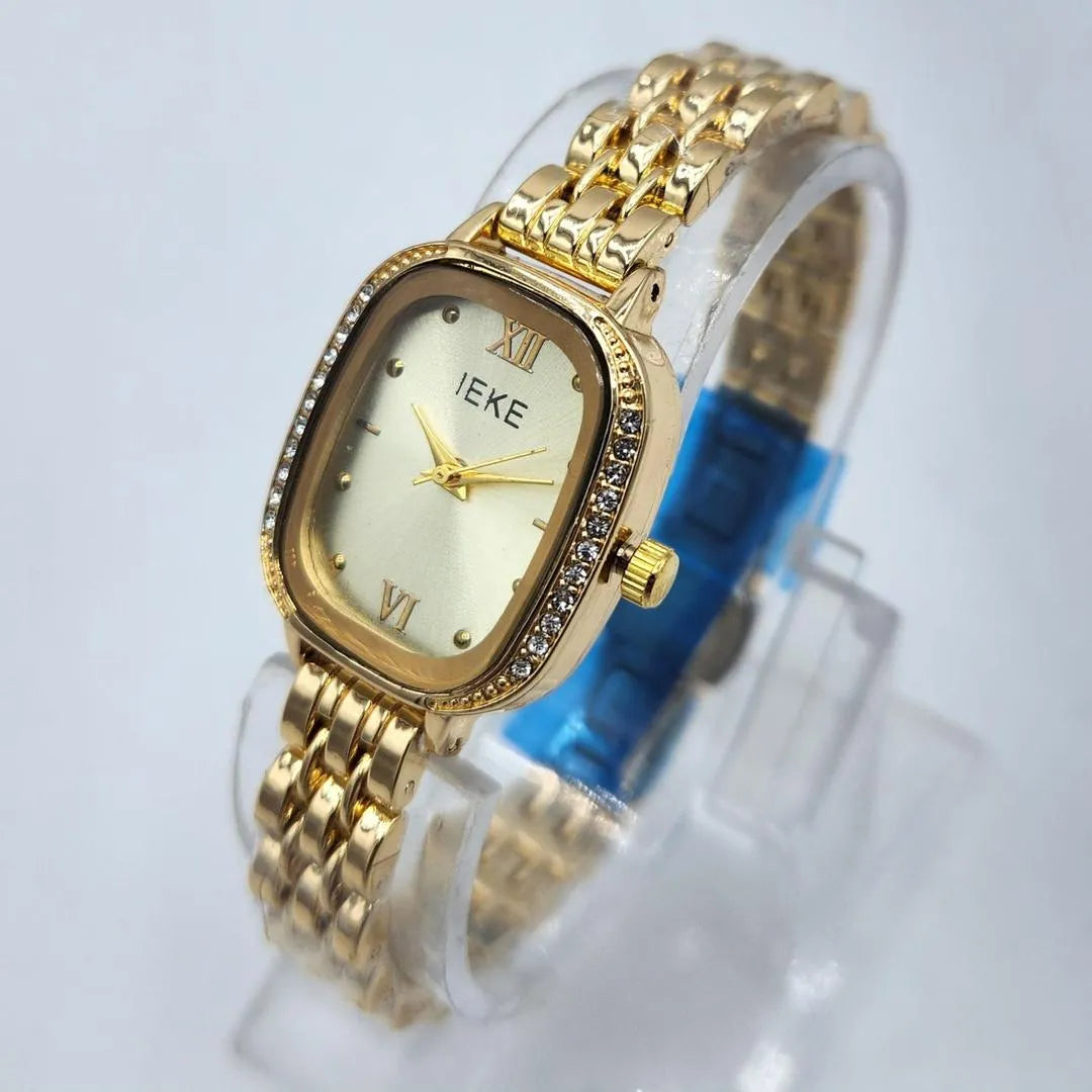 IEKE Designer Square Dial Gold Watch for women
