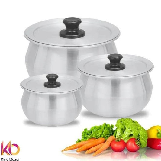 3-Piece Stainless Steel Cooking Pot Set