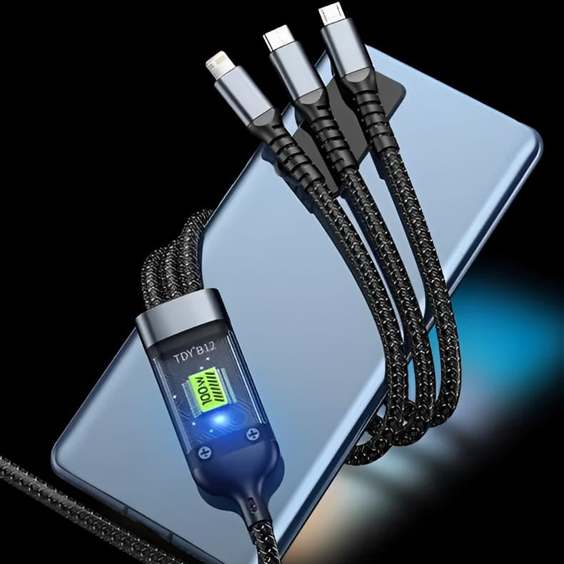 00W Ultra-Fast 3-in-1 Charging Cable — Transparent Tech Edition