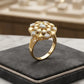 Royal Floral Gold-Plated Statement Ring