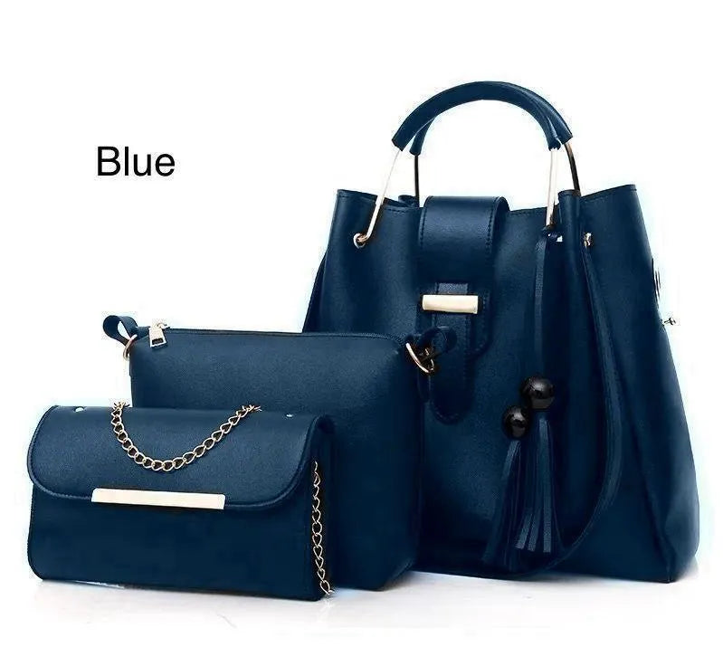 Luxury 3-Piece Maroon Handbag Set
