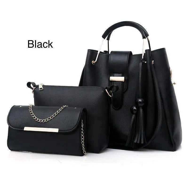 Luxury 3-Piece Maroon Handbag Set