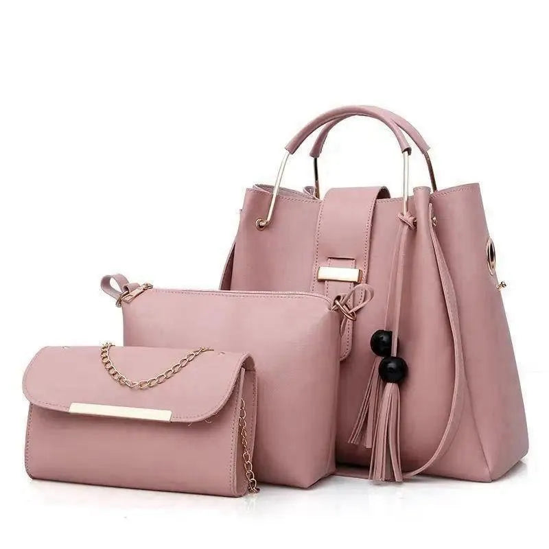 Luxury 3-Piece Maroon Handbag Set