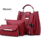 Luxury 3-Piece Maroon Handbag Set