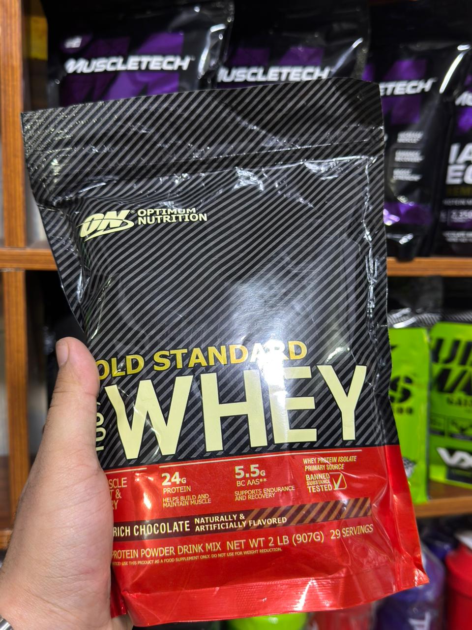 Whey Powder Gold Standard Chocolate Flavor 1kg 2lbs Pouch For Muscle Gain