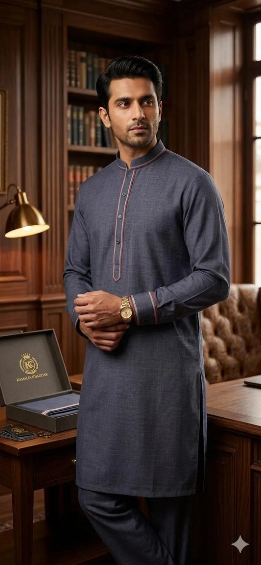 Executive Charcoal Grey Kamalia Khaddar