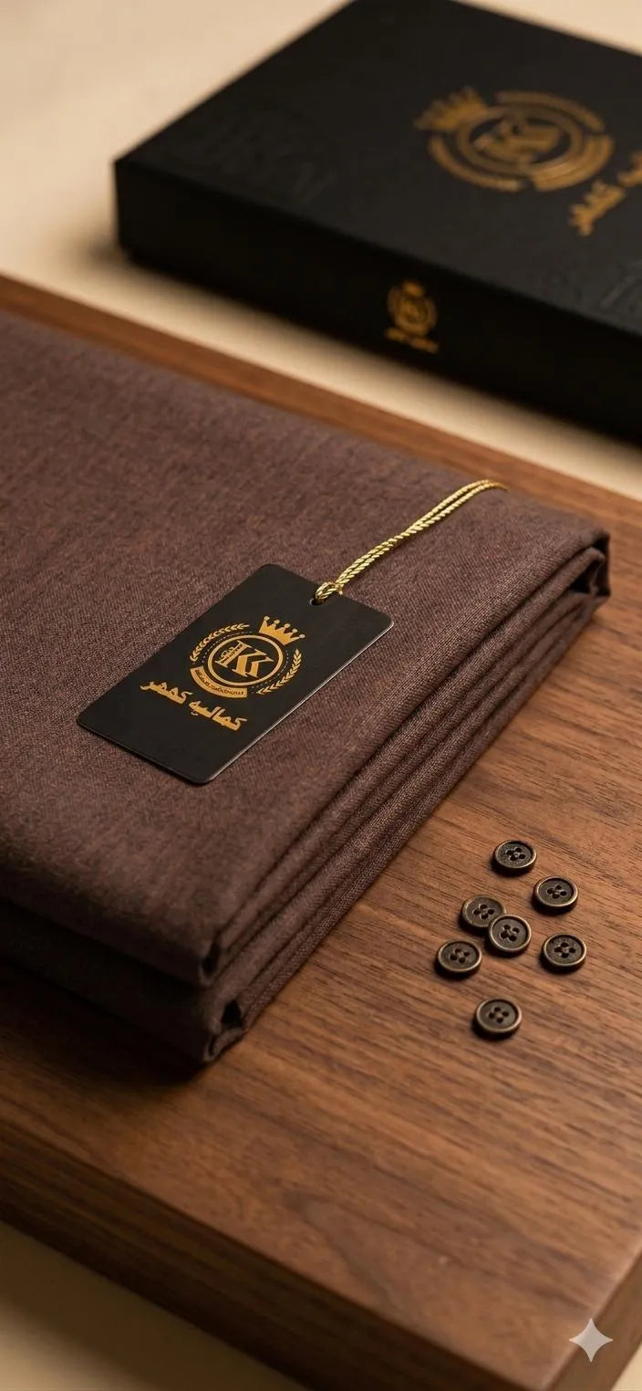 Royal Chocolate Brown Stitched Kamalia Khaddar Suit