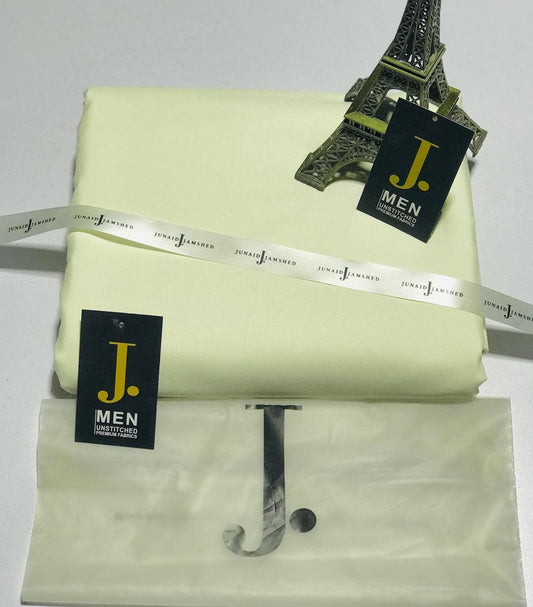 : J. Junaid Jamshed Men’s Unstitched Premium Fabric – Elegant Pastel Yellow