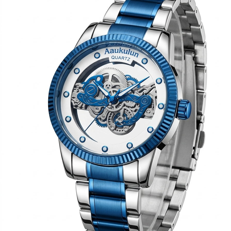 Aaukulun Skeleton Blue — Luxury Mechanical Art Edition
