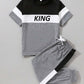 "KING" Color Block Short Sleeve T-Shirt & Jogger Sweatpants Set – 2-Piece