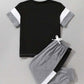 "KING" Color Block Short Sleeve T-Shirt & Jogger Sweatpants Set – 2-Piece