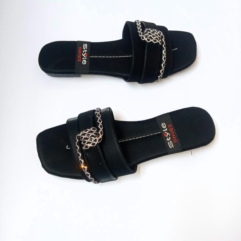 Elegant Rhinestone Double Strap Slip-On Sandals for Women