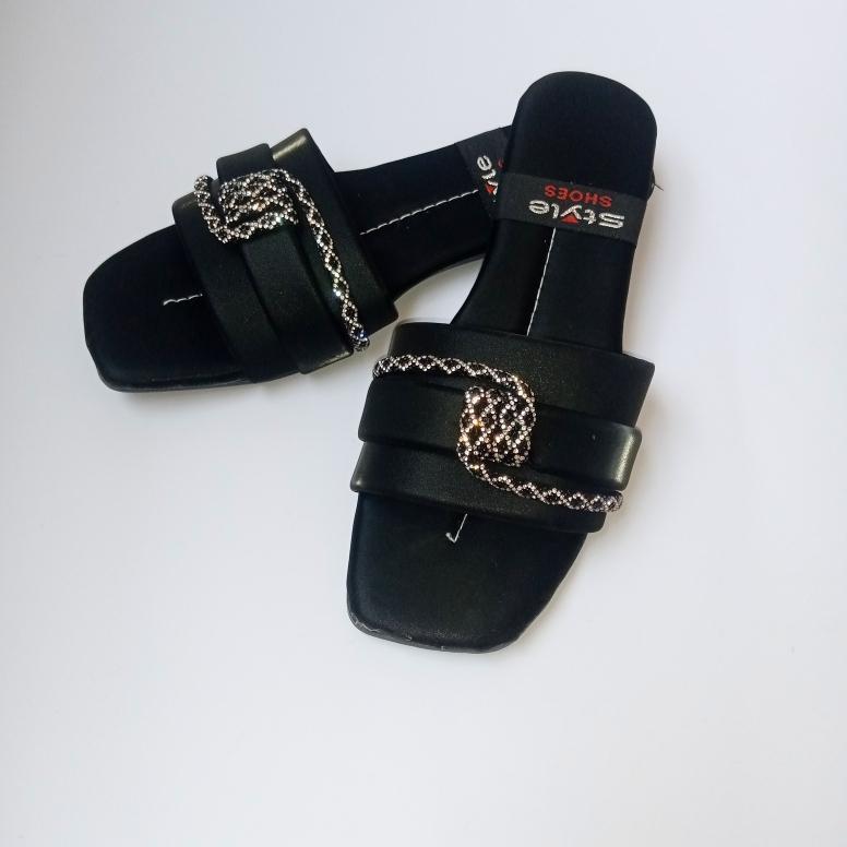 Elegant Rhinestone Double Strap Slip-On Sandals for Women