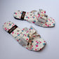 Floral Flat Slides with Glitter Bow