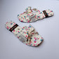 Floral Flat Slides with Glitter Bow