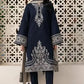 Midnight Grace: Embroidered Velvet Shawl Suit