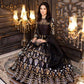 Black Katan Silk Digital Print Maxi Suit with Gold Embroidery