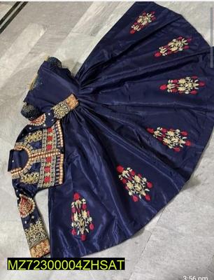 Royal Blue Katan Silk 2-Piece Embroidered Maxi Set