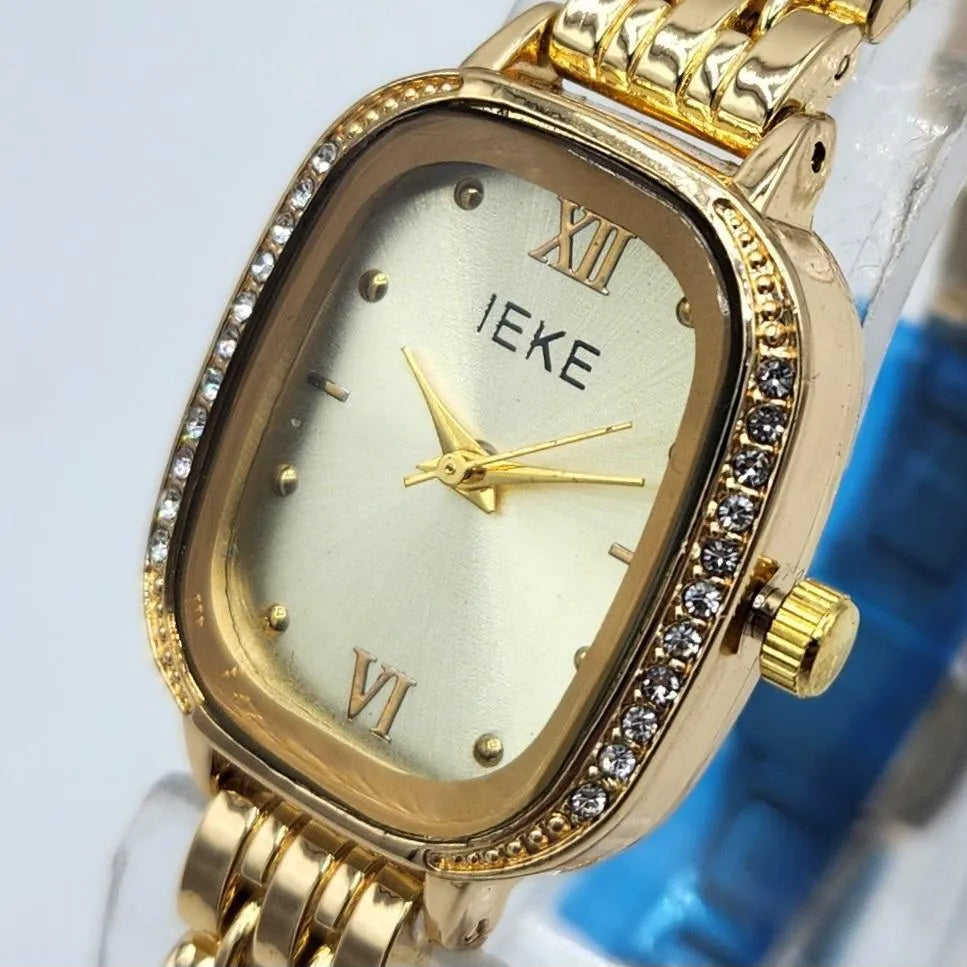 IEKE Designer Square Dial Gold Watch for women