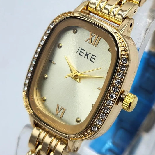 IEKE Designer Square Dial Gold Watch for women