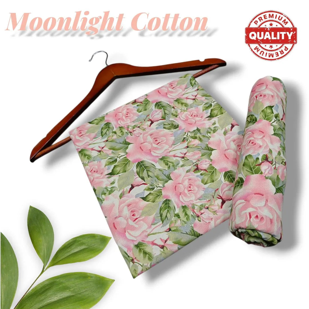 : Elegant Women’s Unstitched Floral Cotton Fabric – Moonlight Summer Collection