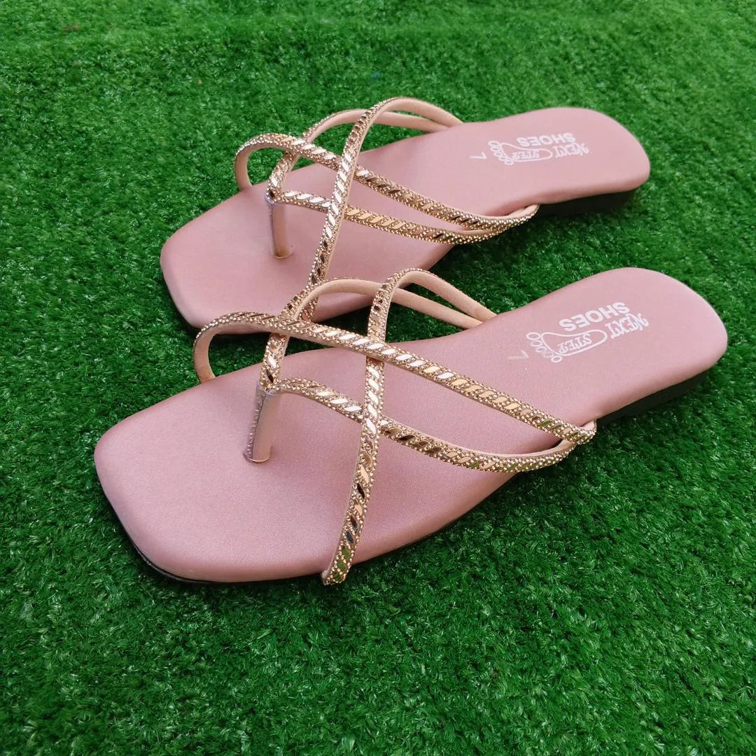 Luxe Crystal-Strap Flat Sandals
