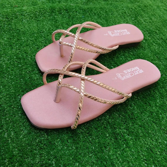 Luxe Crystal-Strap Flat Sandals