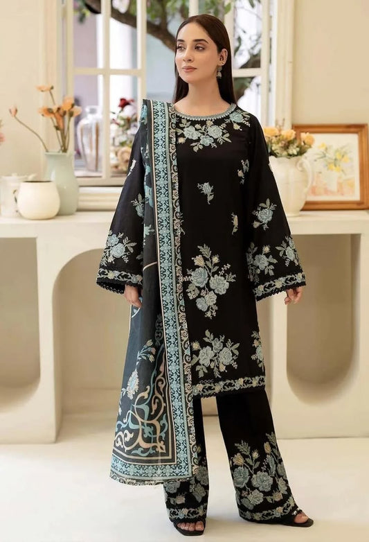 Midnight Bloom Embroidered 3PC Suit