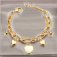 Gold Heart Charm Bracelet for Women