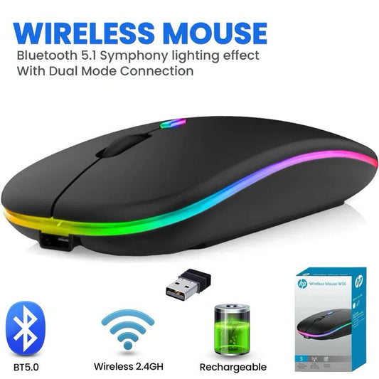 HP W10 Ultra-Slim Dual Mode RGB Wireless & Bluetooth Mouse
