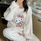 Women Fleece Hello Kitty Winter Pajamas Sweet Cartoon Home Wear