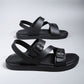 Men’s Matte Black Buckle Sporty Sandals