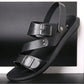Men’s Matte Black Buckle Sporty Sandals