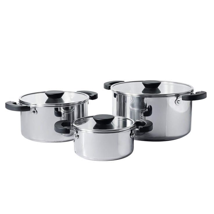 3-Piece Stainless Steel Cooking Pot Set