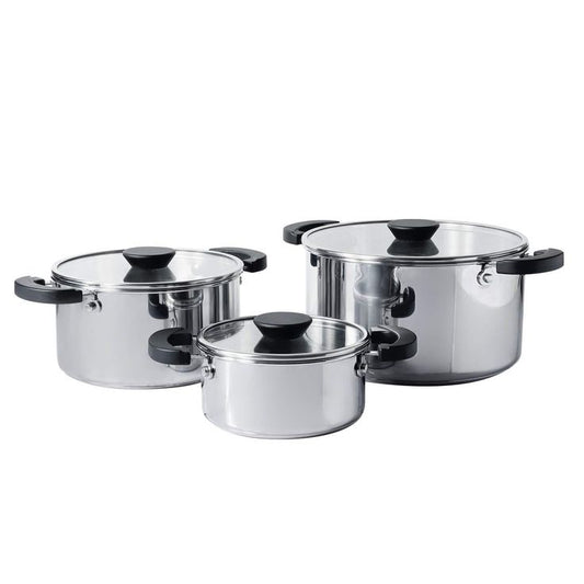 3-Piece Stainless Steel Cooking Pot Set