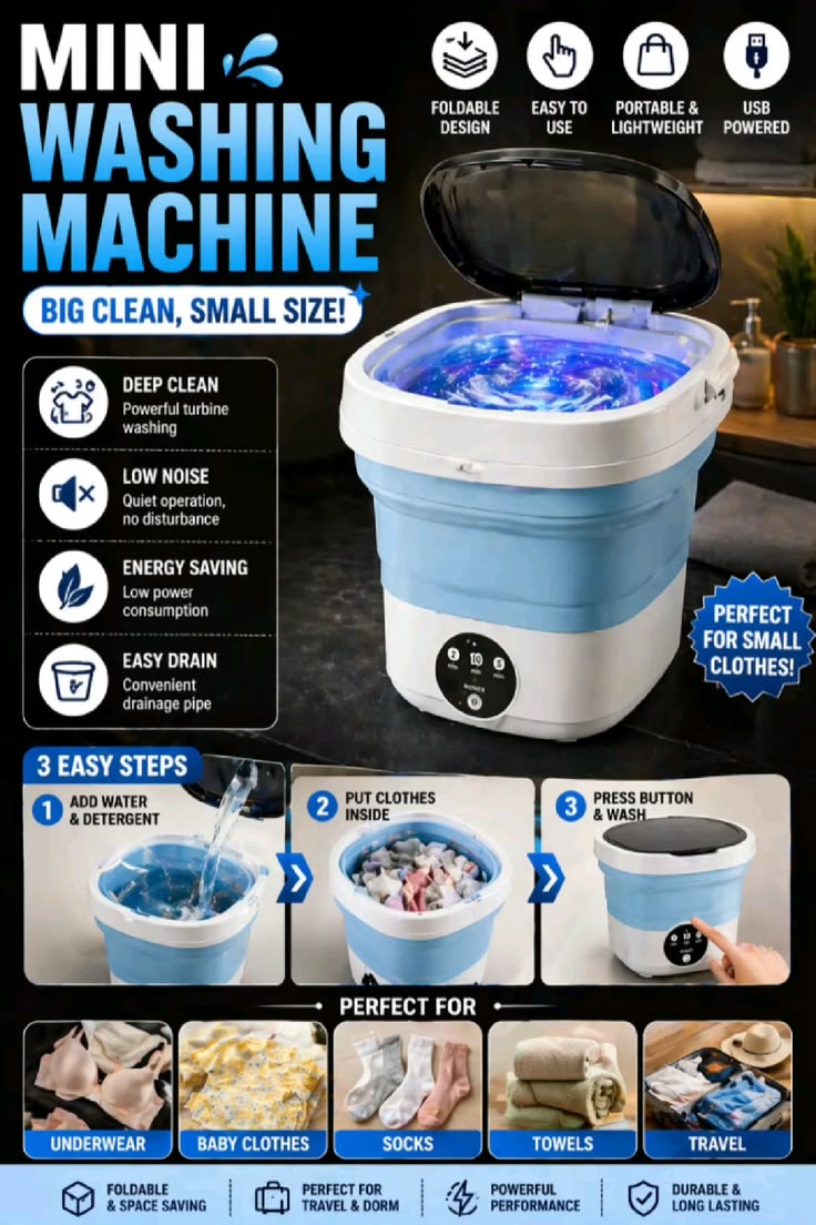 Portable Mini Folding Washing Machine