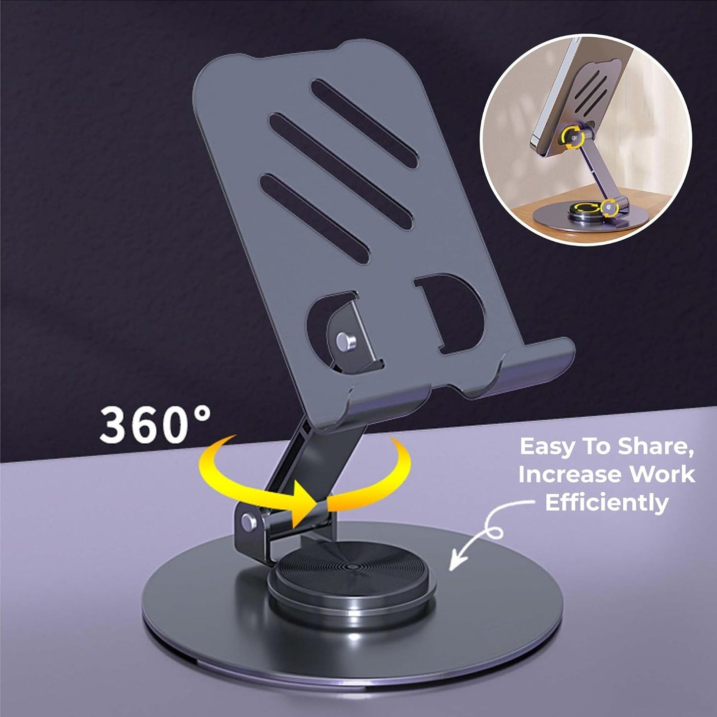 360° Rotating Metallic Desk Stand