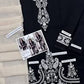 Midnight Grace: Embroidered Velvet Shawl Suit
