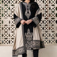 Midnight Grace: Embroidered Velvet Shawl Suit