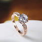 Elegant korean Solitaire Crystal Ring with Accent Stones for Women